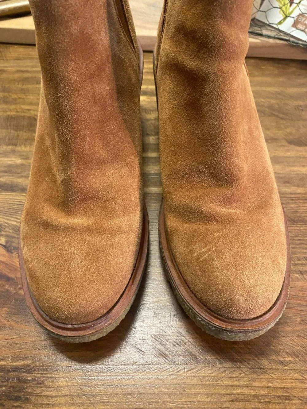 CLARKS Clarkford Top Chelsea Boot - Suede Leather Wedge Ankle Boots - Size 6.5